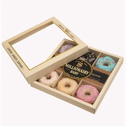 Luxury Donut Soaps Gift Box, 6 Decorative Soaps, Rose Scented